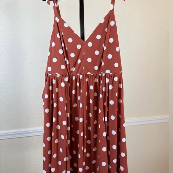 Torrid Mauve and White Polka Dot Mini Studio Knit Dress 2 - Picture 2 of 10